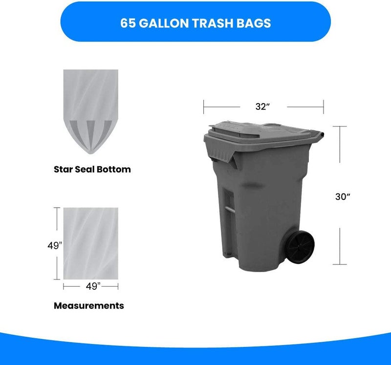 Reli. SuperValue 65 Gallon Trash Bags | 60 Count | Made in USA | Heavy Duty | Clear Multi-Use Garbage Bags - Image 5